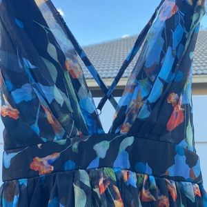 Luxxel, sheer dress, black floral print